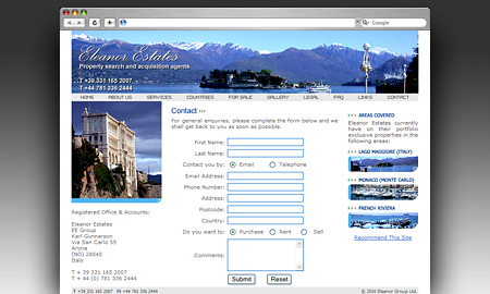 Eleanor Estates Website Screenshot
